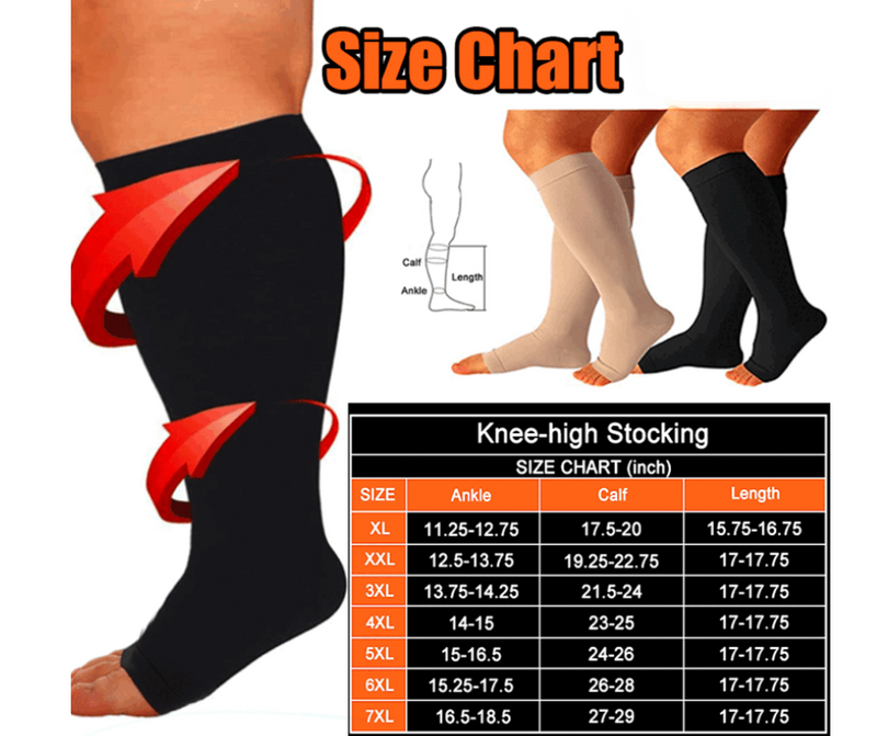 Plus Size Open Toe Compression Socks