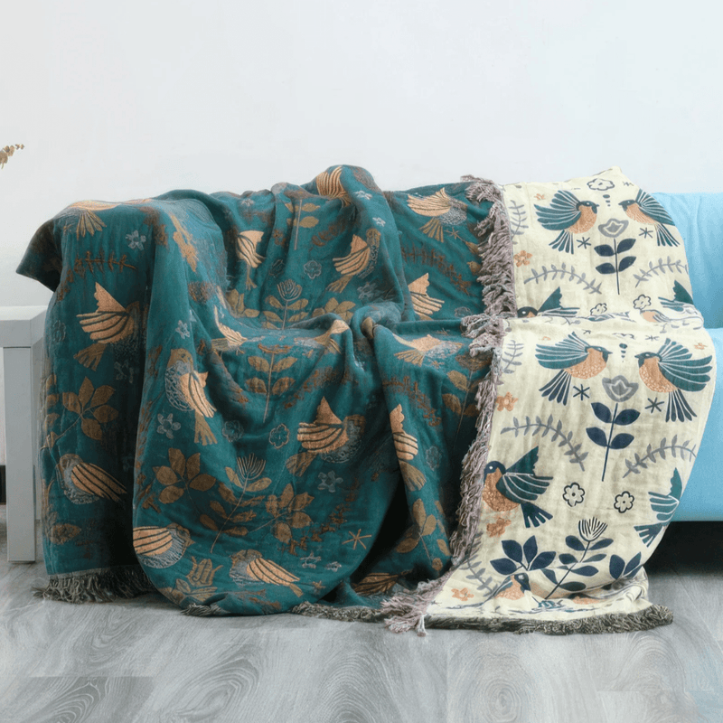 Reversible Scandinavian Bird Blanket